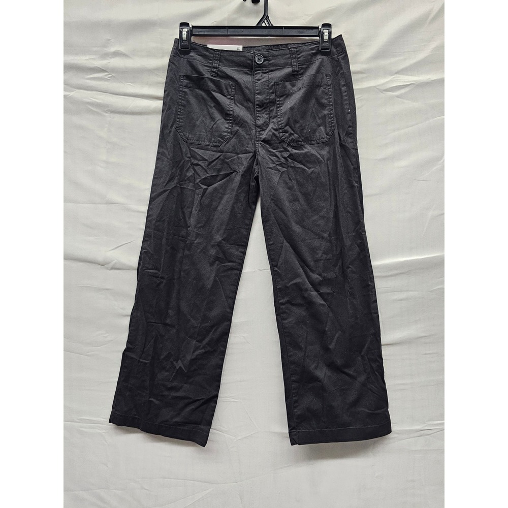 Social Standard Womens Crop Pants Black Cotton Blend Casual Size 6